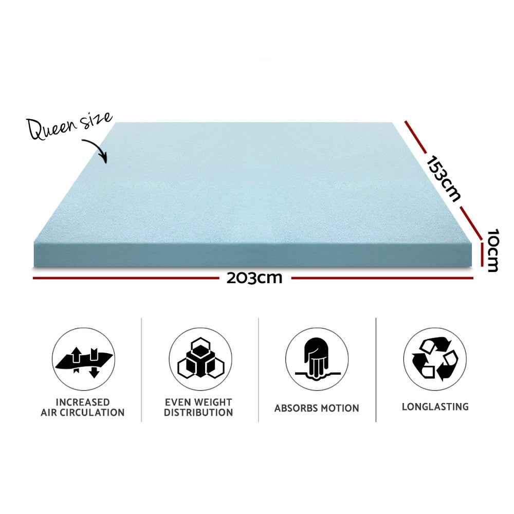 Bedding Cool Gel Memory Foam Mattress Topper w/Bamboo Cover 10cm - Queen - image2