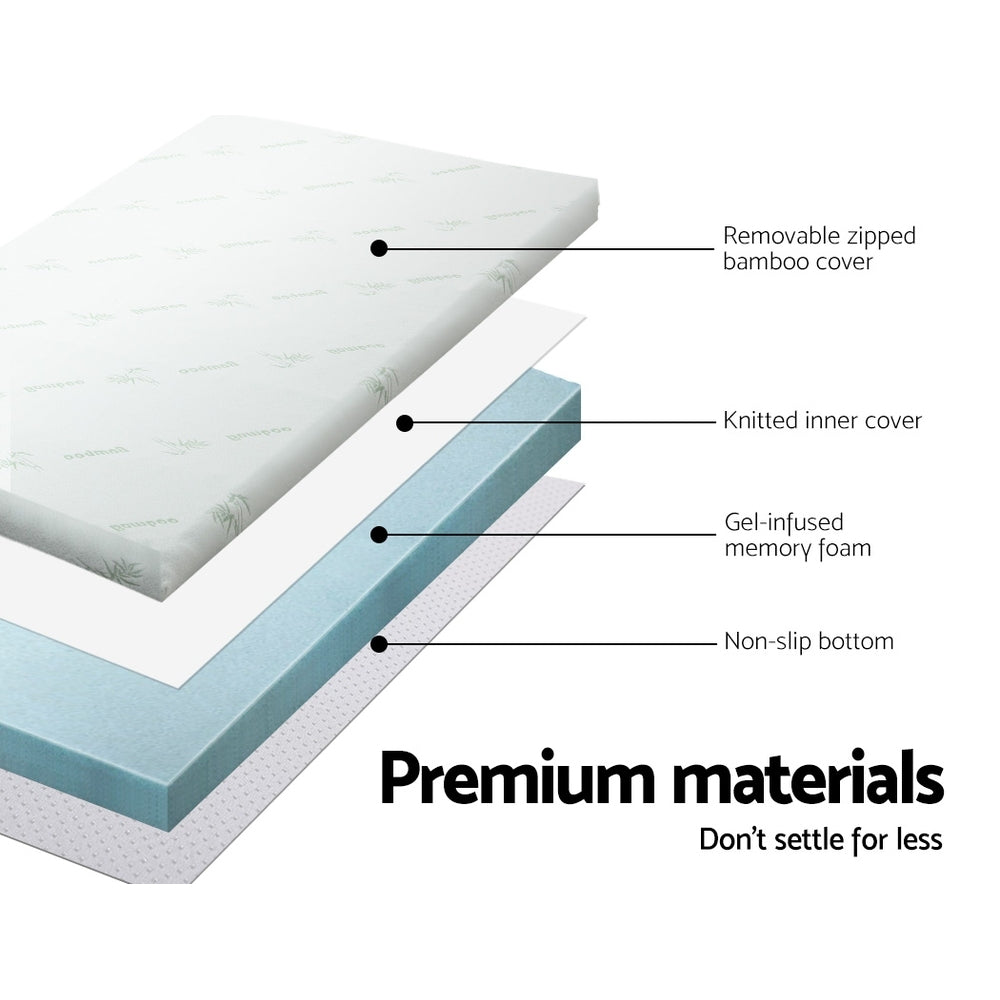 Bedding Cool Gel Memory Foam Mattress Topper w/Bamboo Cover 10cm - Queen - image5