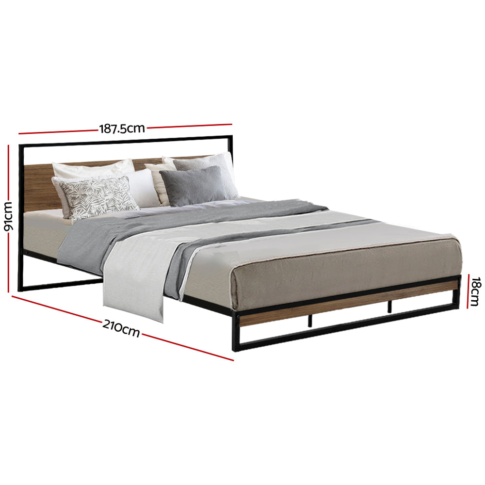 Metal Bed Frame King Size Mattress Base Platform Foundation Black Dane - image2