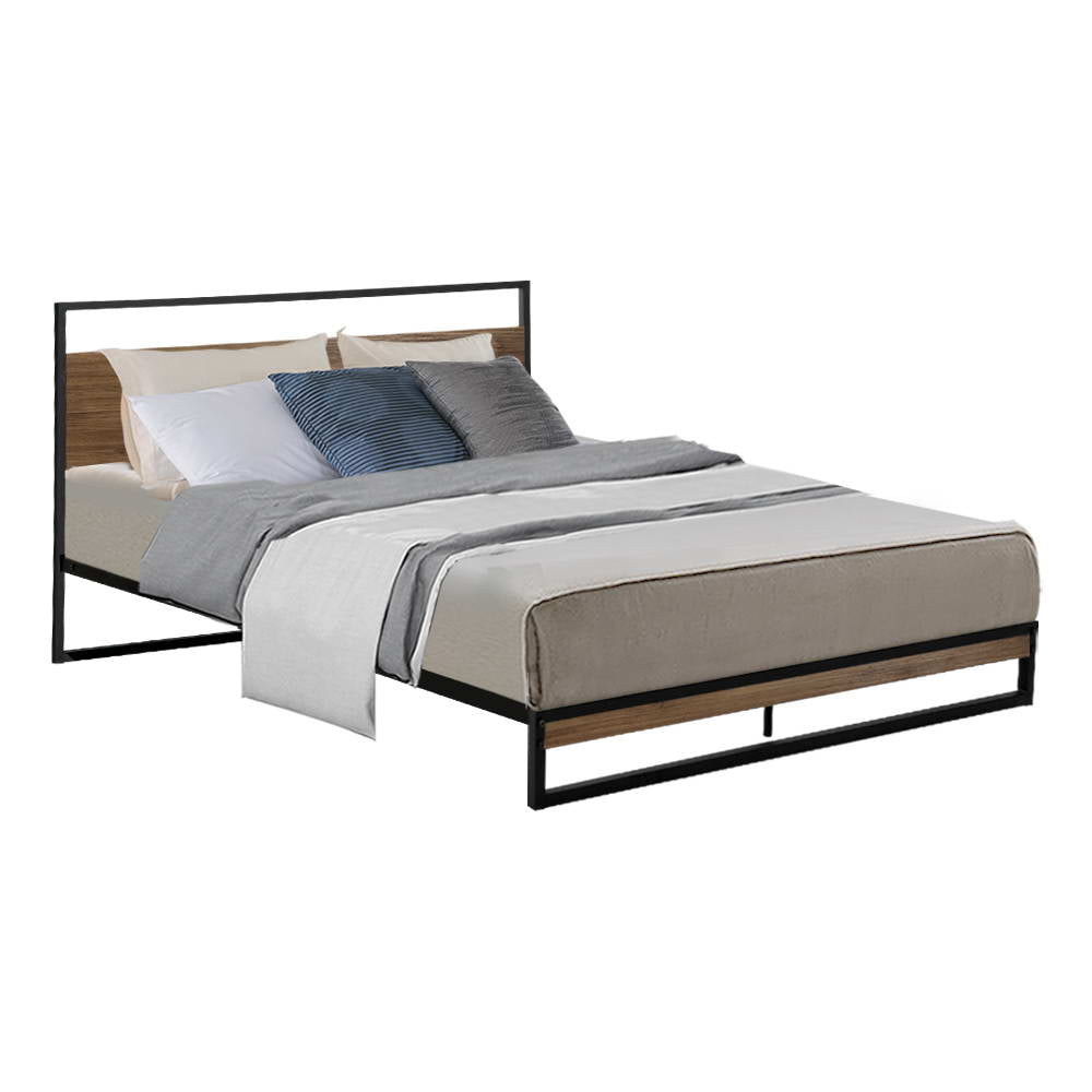 Metal Bed Frame Queen Size Mattress Base Platform Foundation Black Dane - image1