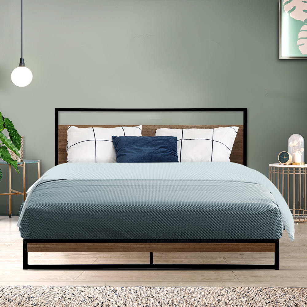 Metal Bed Frame Queen Size Mattress Base Platform Foundation Black Dane - image7