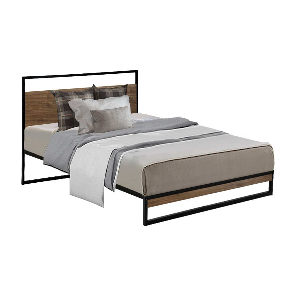 Metal Bed Frame Single Size Mattress Base Platform Foundation Black Dane - image1