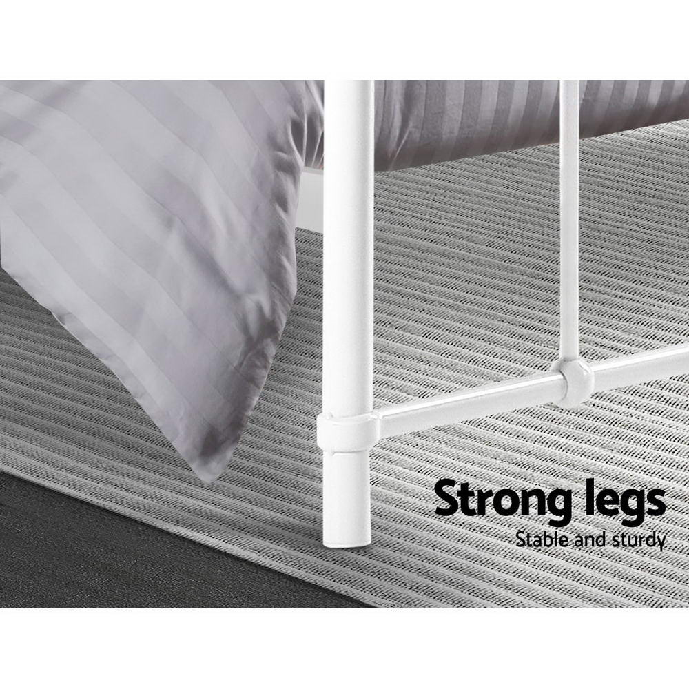 Metal Bed Frame Queen Size Platform Foundation Mattress Base Leo White - image6