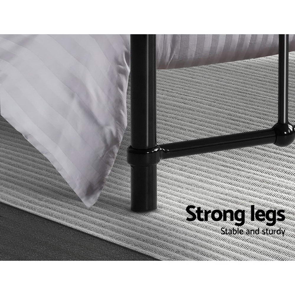 Metal Bed Frame Single Size Platform Foundation Mattress Base Leo Black - image6