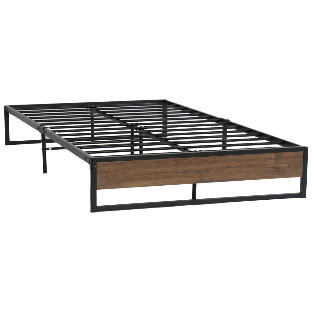 Metal Bed Frame Double Size Mattress Base Foundation Wooden Black OSLO - image1