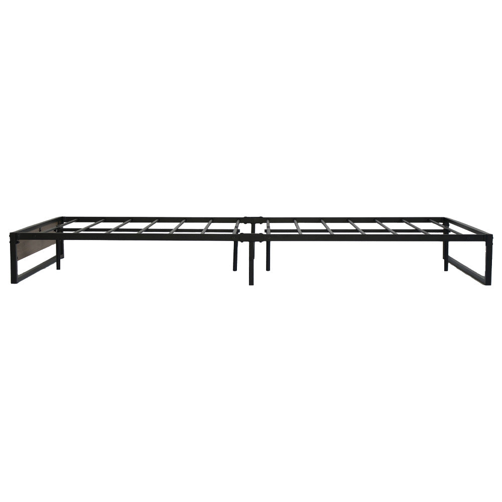 Metal Bed Frame Double Size Mattress Base Foundation Wooden Black OSLO - image3