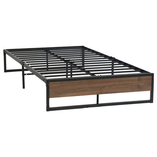 Metal Bed Frame King Single Size Wooden Mattress Base Platform Black OSLO - image1