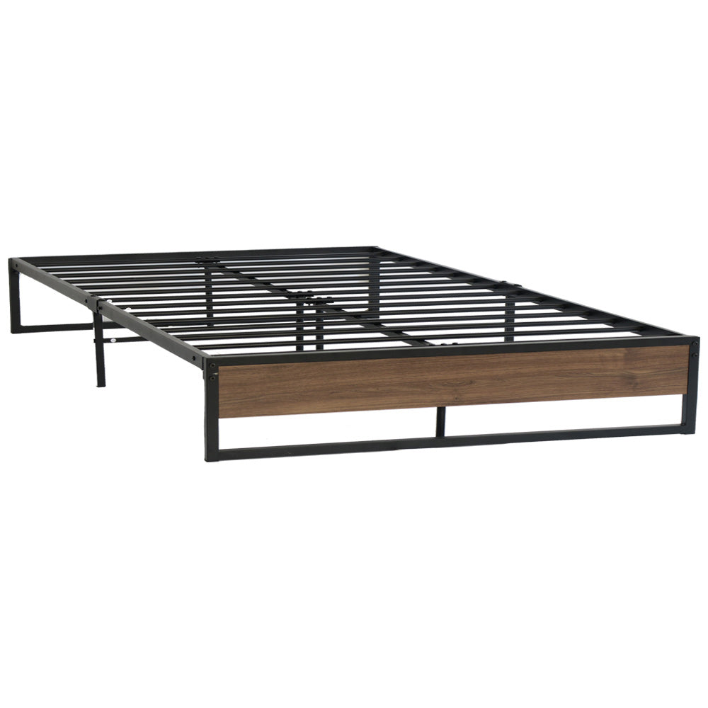 Metal Bed Frame Queen Size Mattress Base Platform Foundation Wooden OSLO - image1