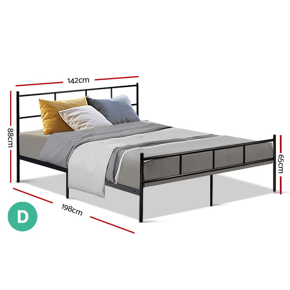 Metal Bed Frame Double Size Platform Foundation Mattress Base SOL Black - image2