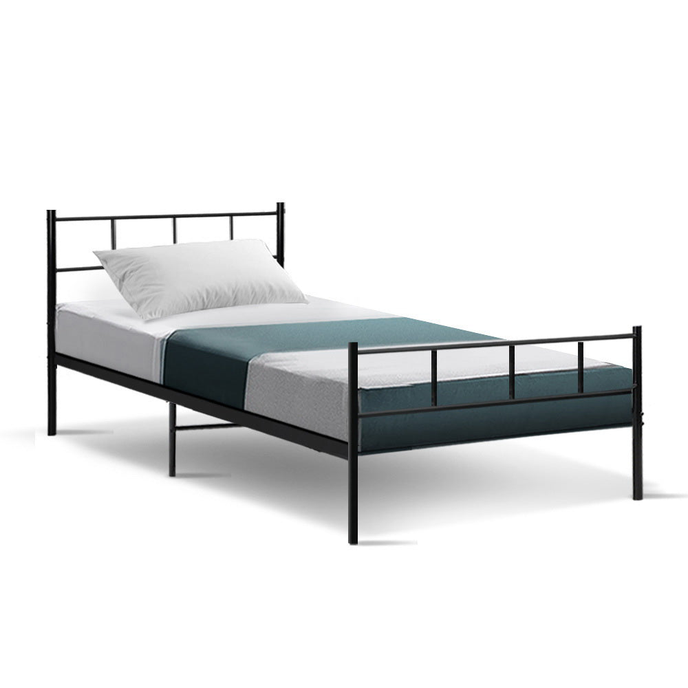 Metal Bed Frame Single Size Platform Foundation Mattress Base SOL Black - image1