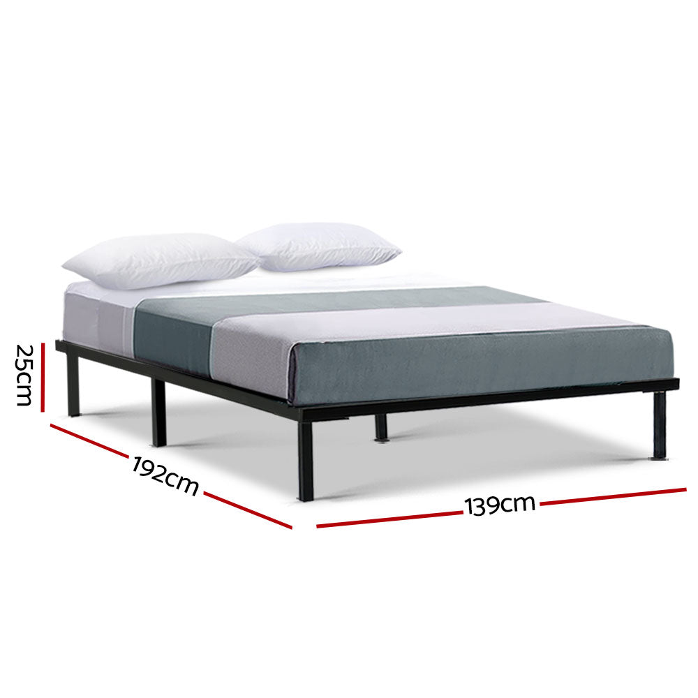 Metal Bed Frame Double Size Mattress Base Platform Foundation Wooden Black TED - image2