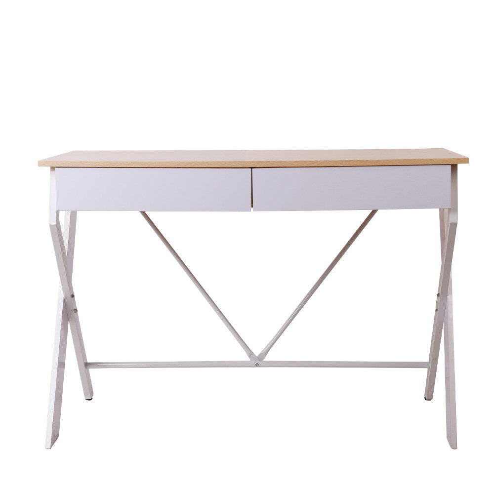 Metal Desk with Drawer - White with Oak Top - image3