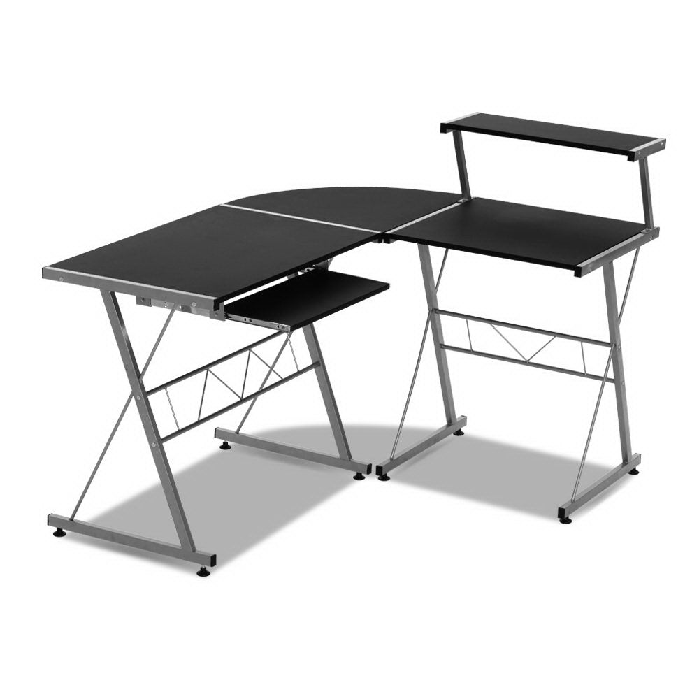 Corner Metal Pull Out Table Desk - Black - image4