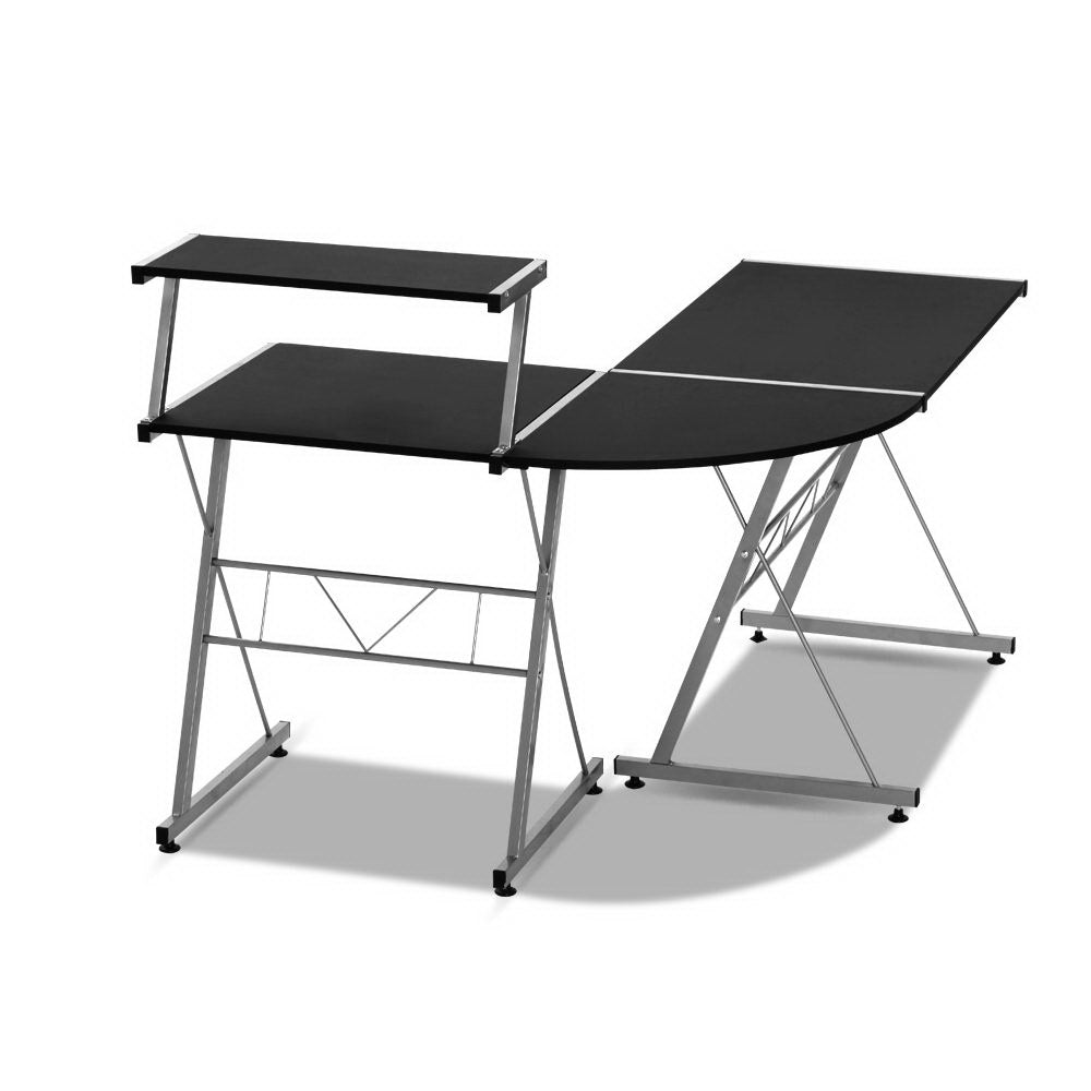 Corner Metal Pull Out Table Desk - Black - image6