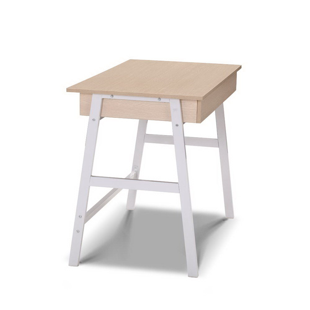 Metal Desk with Drawer - White with Oak Top - image3