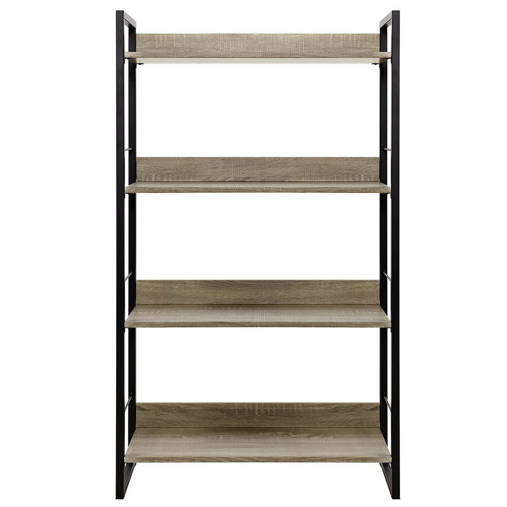 Book Shelf Display Shelves Corner Wall Wood Metal Stand Hollow Storage - image3