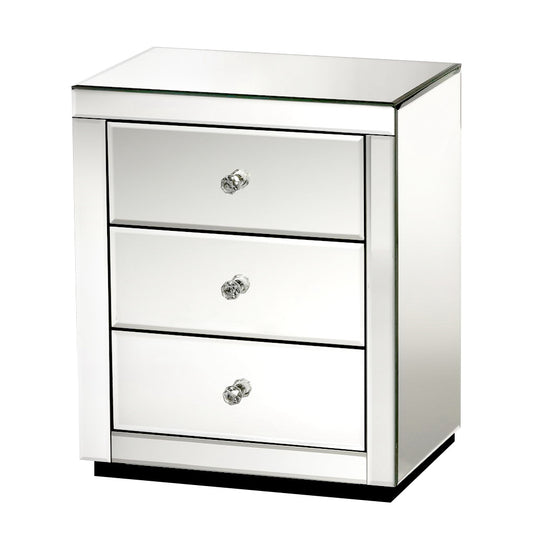 Artiss Set of 2 Bedside Tables Drawers Mirrored Side End Table Cabinet Nightstand - image1