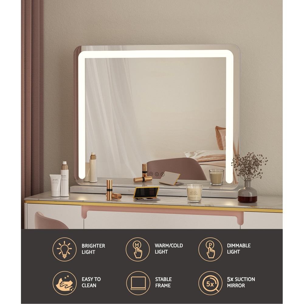 Embellir Makeup Mirror With Light Hollywood Vanity LED Mirrors White 50X60CM - image4