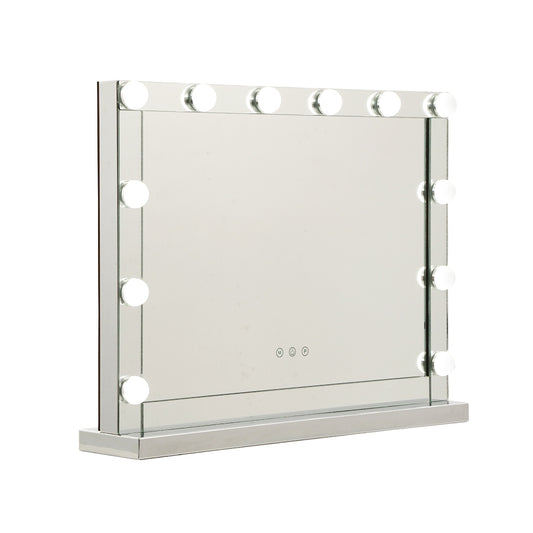 Hollywood Makeup Mirror With Light 12 LED Bulbs Vanity Lighted Silver 58cm x 46cm - image1