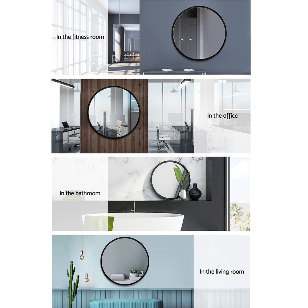 Round Wall Mirror 70cm Makeup Bathroom Mirror Frameless - image6