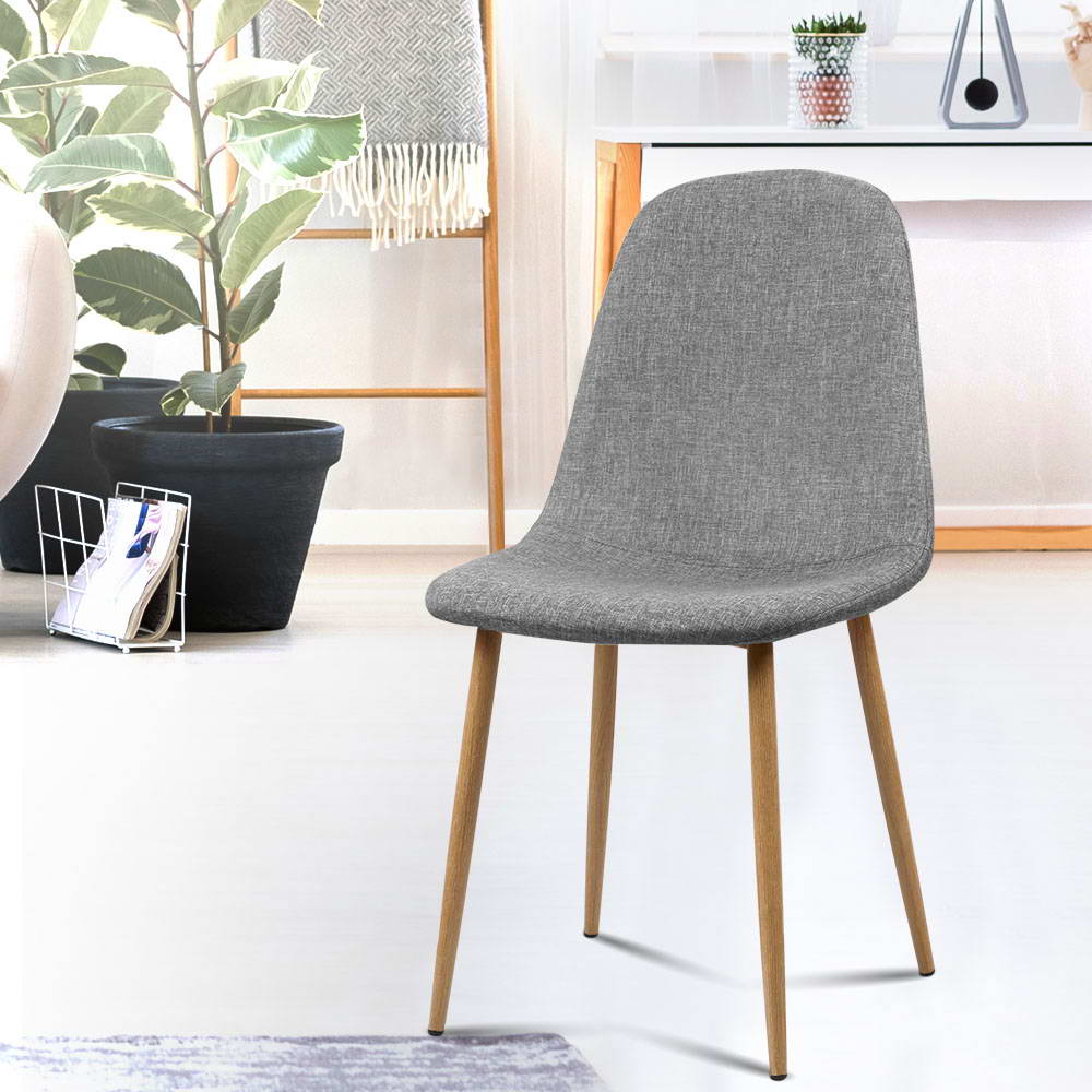 Set of 4 Adamas Fabric Dining Chairs - Light Grey - image7