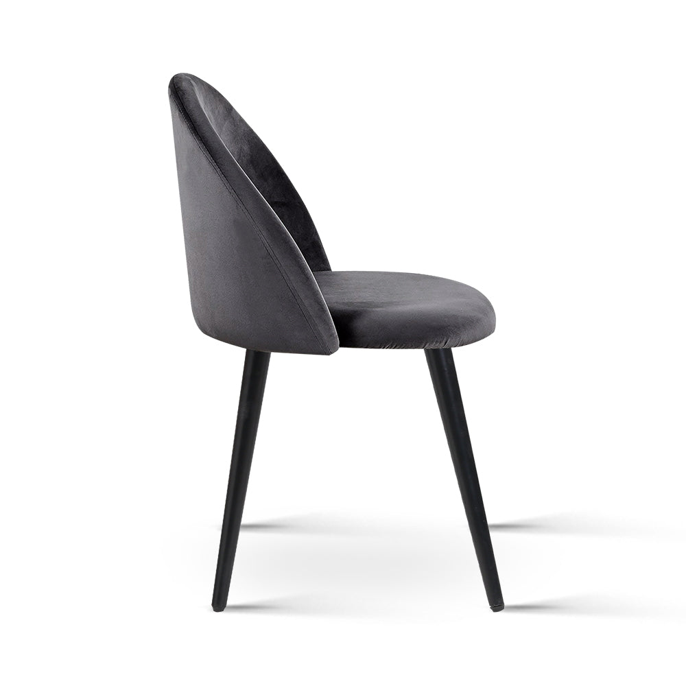 Set of 2 Velvet Modern Dining Chair - Dark Grey - image4