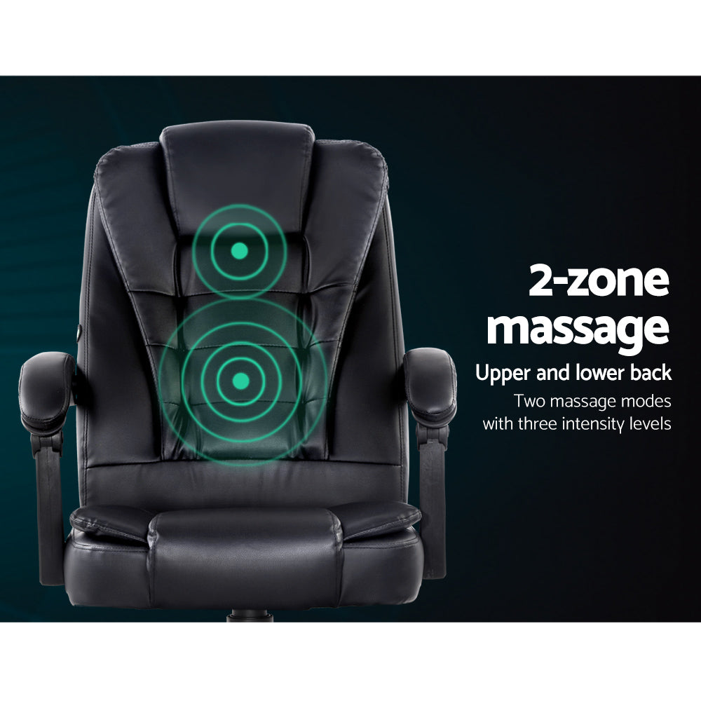 Electric Massage Office Chairs PU Leather Recliner Computer Gaming Seat Black - image4