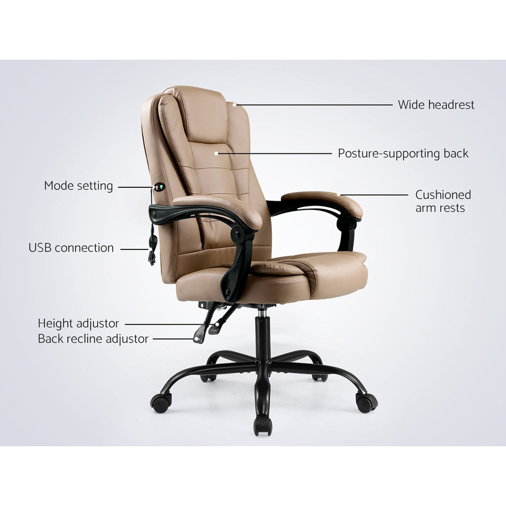 Massage Office Chair PU Leather Recliner Computer Gaming Chairs Espresso - image4
