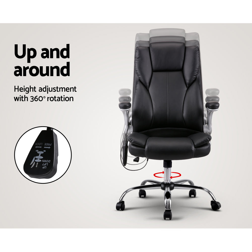 8 Point PU Leather Massage Chair - Black - image5