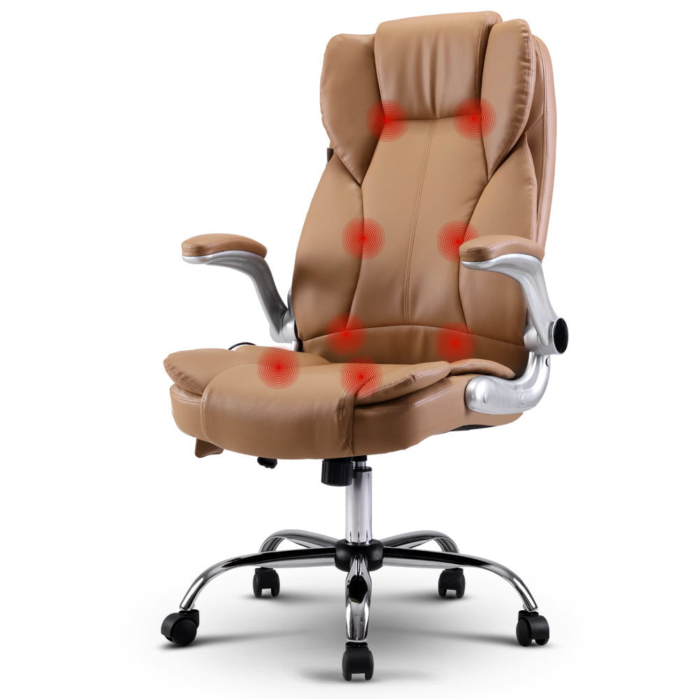 Massage Office Chair Gaming Chair Computer Desk Chair 8 Point Vibration Espresso - image1