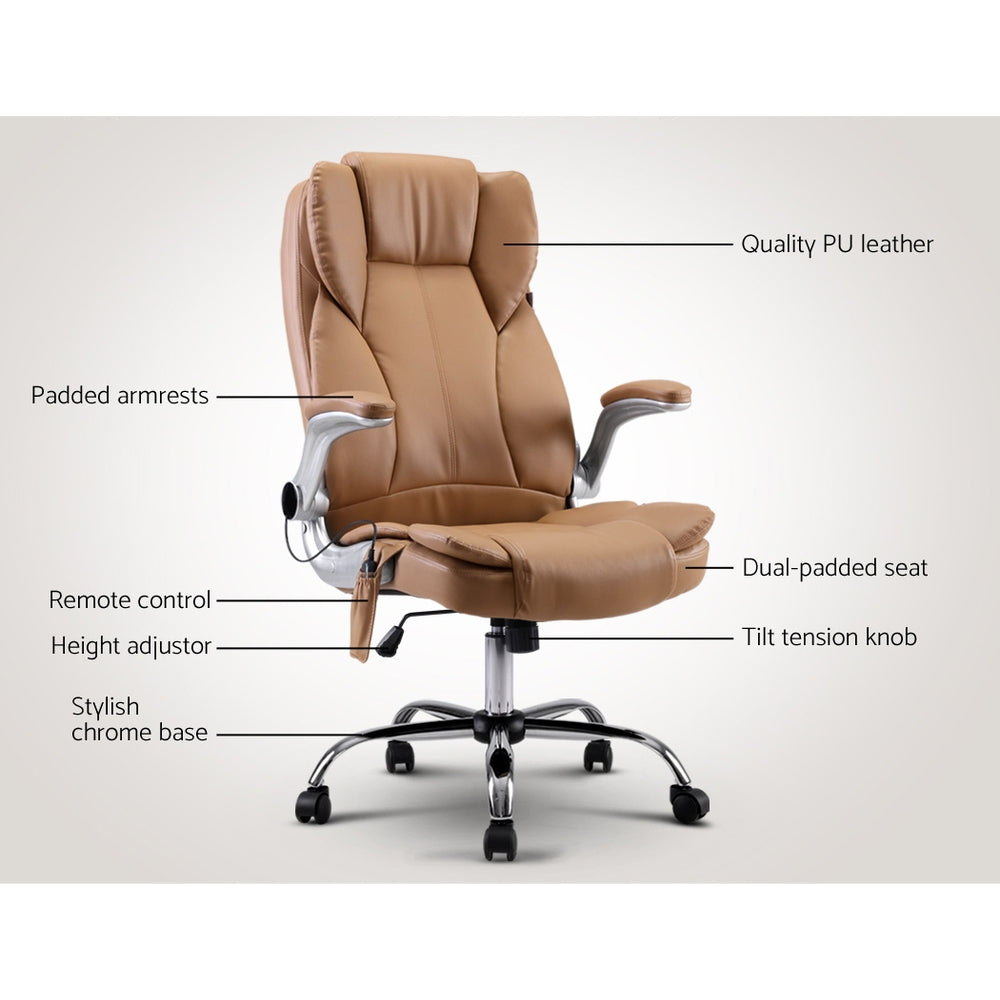 Massage Office Chair Gaming Chair Computer Desk Chair 8 Point Vibration Espresso - image3