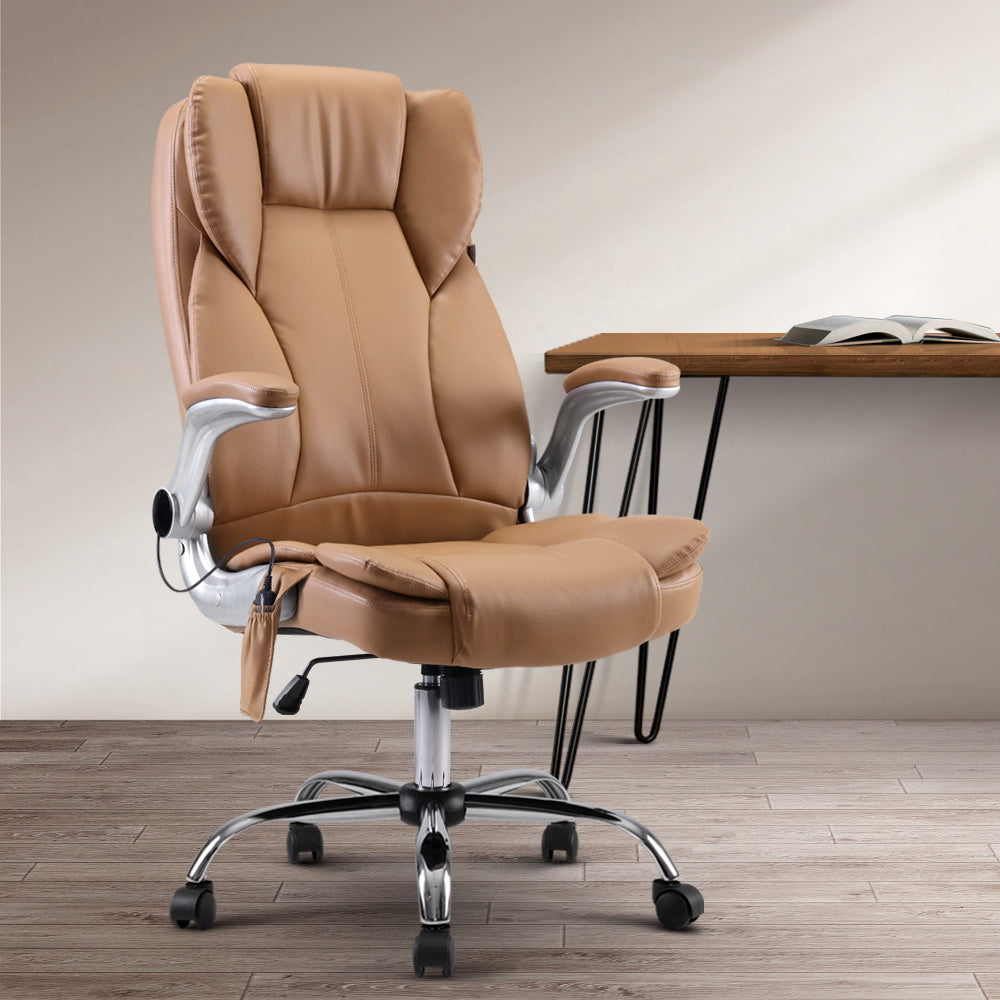 Massage Office Chair Gaming Chair Computer Desk Chair 8 Point Vibration Espresso - image7