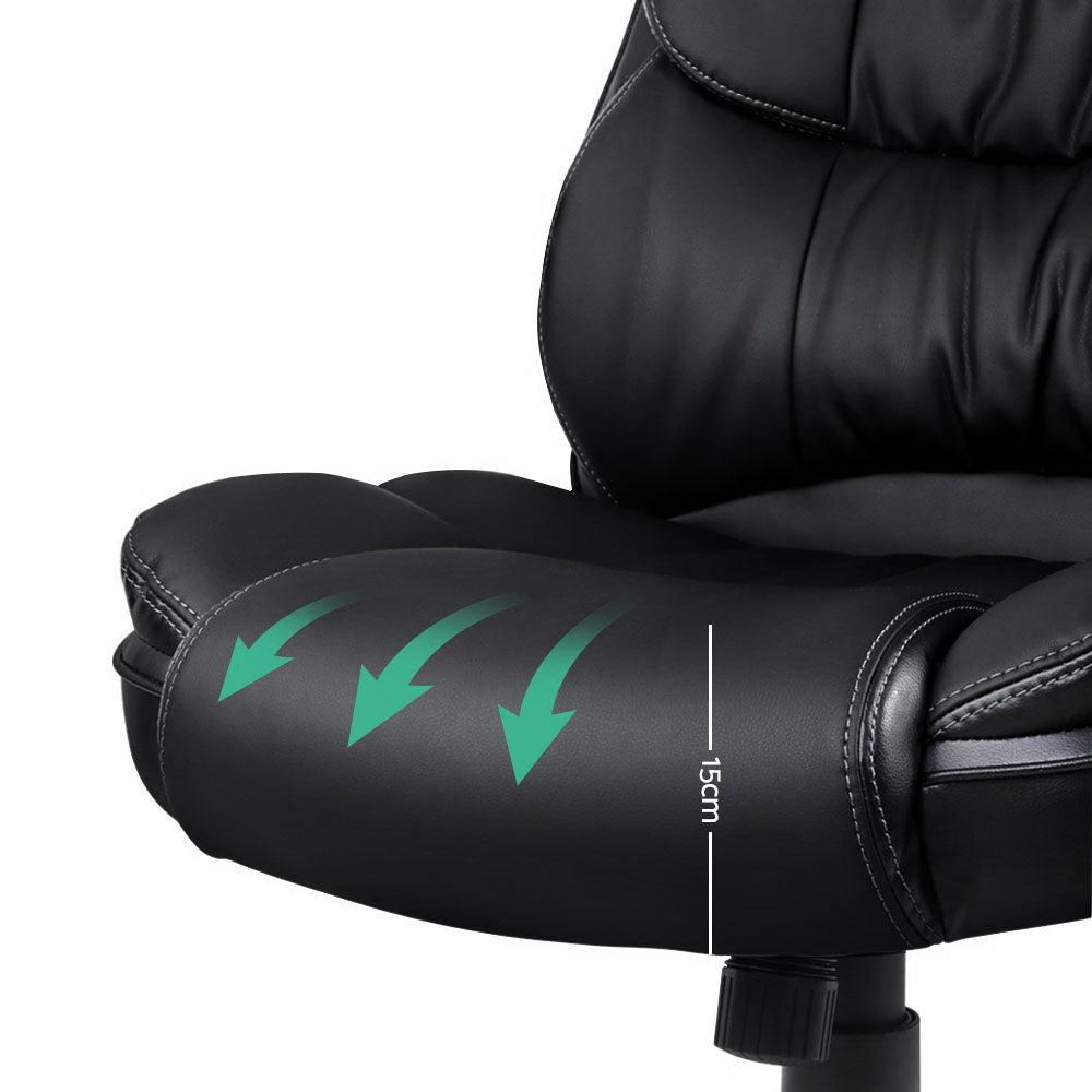 8 Point PU Leather Reclining Massage Chair - Black - image6