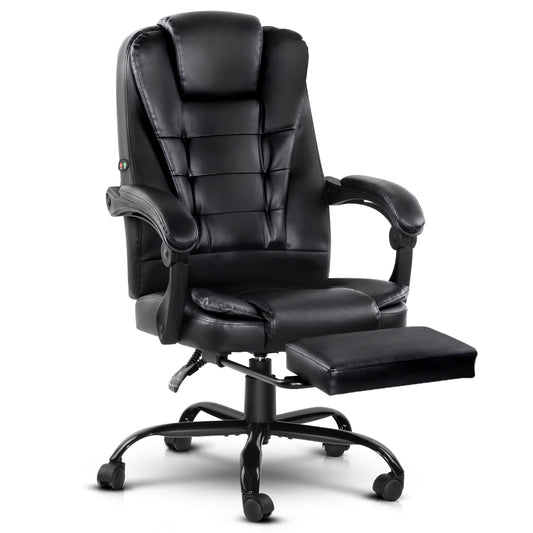 Electric Massage Office Chairs Recliner Computer Gaming Seat Footrest Black - image1