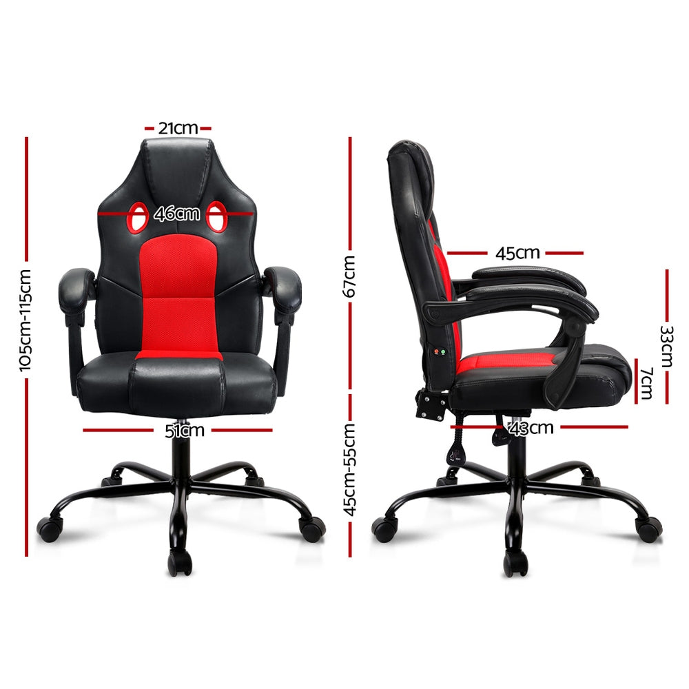 Massage Office Chair Gaming Computer Seat Recliner Racer Red - image2
