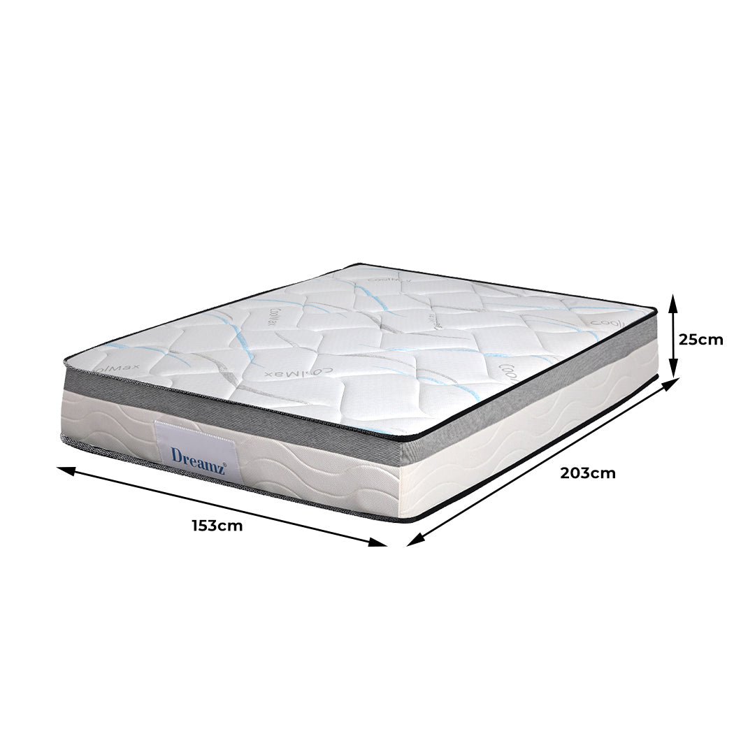 Mattress Queen Size Bed Top Pocket Spring Medium Firm Premium Foam 25CM - image3