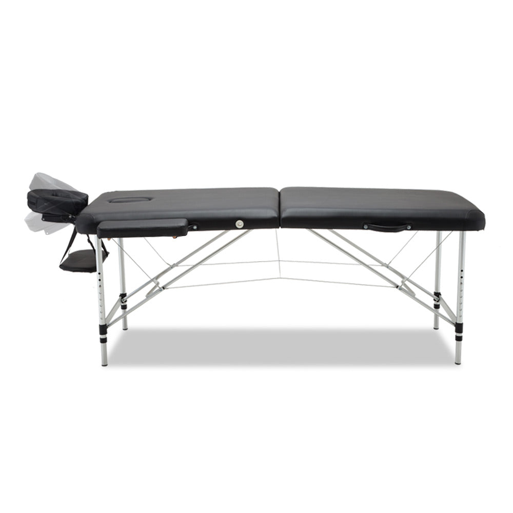 2 Fold Portable Aluminium Massage Table - Black - image3