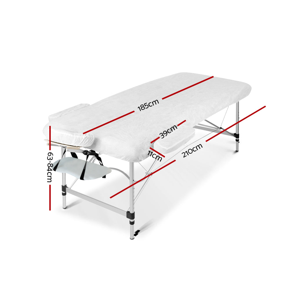 75cm Wide Portable Aluminium Massage Table Two Fold Treatment Beauty Therapy White - image2