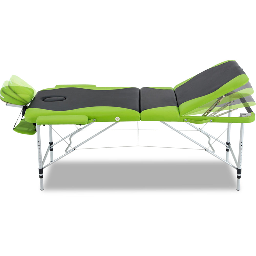 3 Fold Portable Aluminium Massage Table - Green & Black - image3