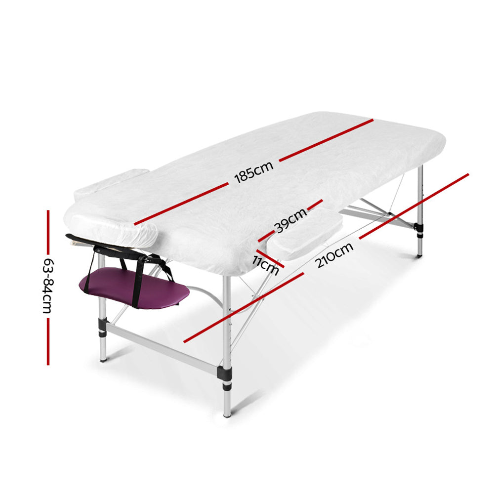 3 Fold Portable Aluminium Massage Table Massage Bed Beauty Therapy Purple 75cm - image2