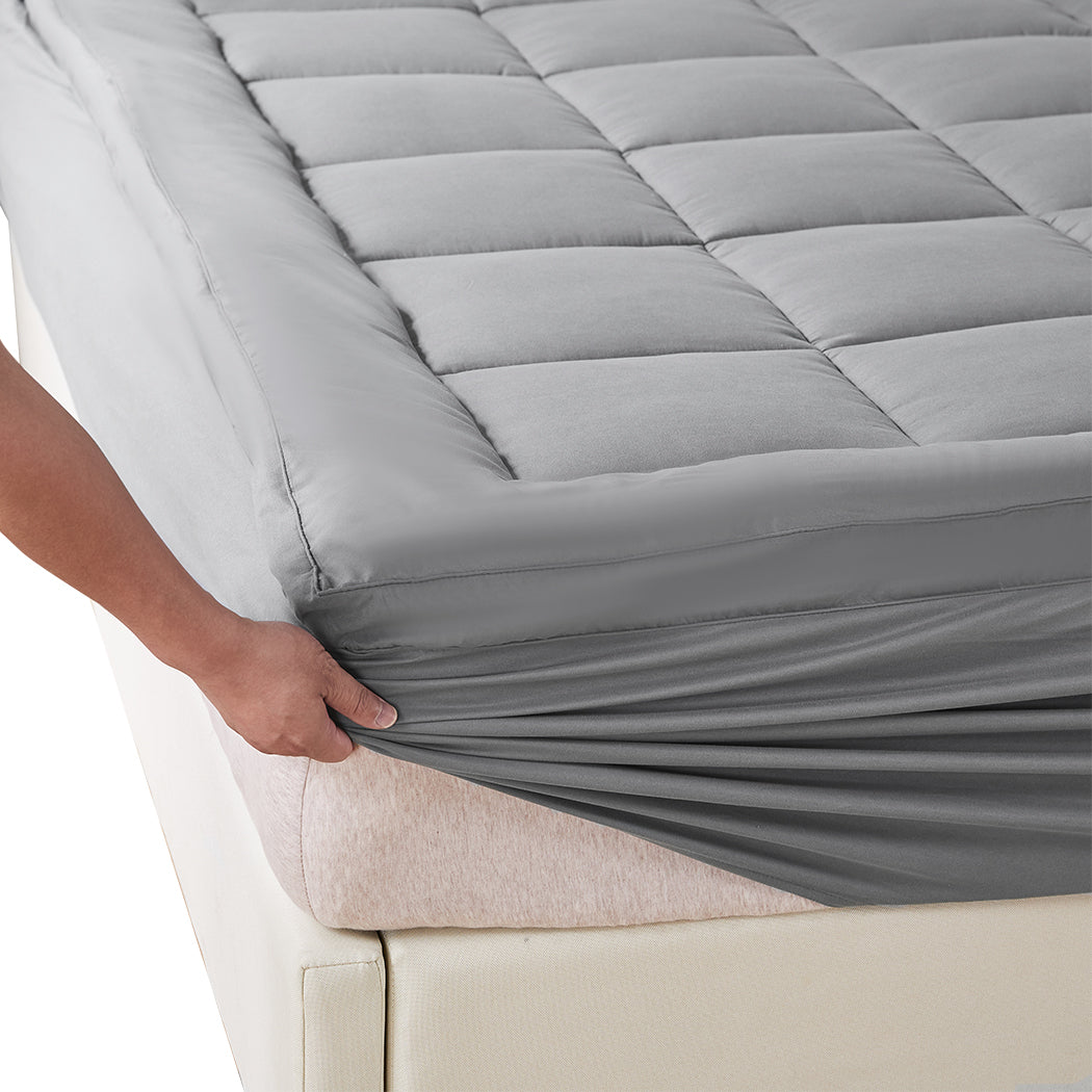 Dreamz Mattress Topper Bamboo Fibre Luxury Pillowtop Mat Protector Cover Double - image14