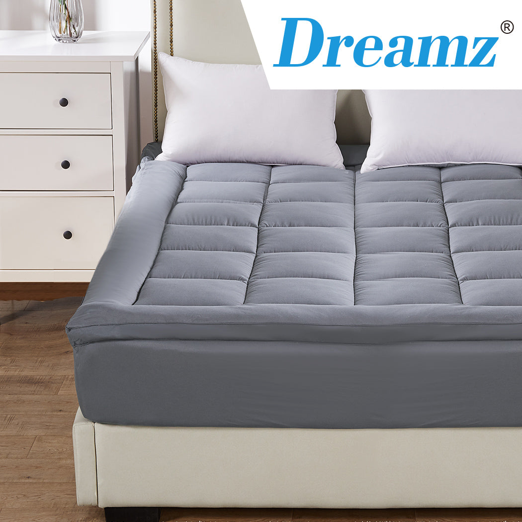 Dreamz Mattress Topper Bamboo Fibre Luxury Pillowtop Mat Protector Cover Double - image15