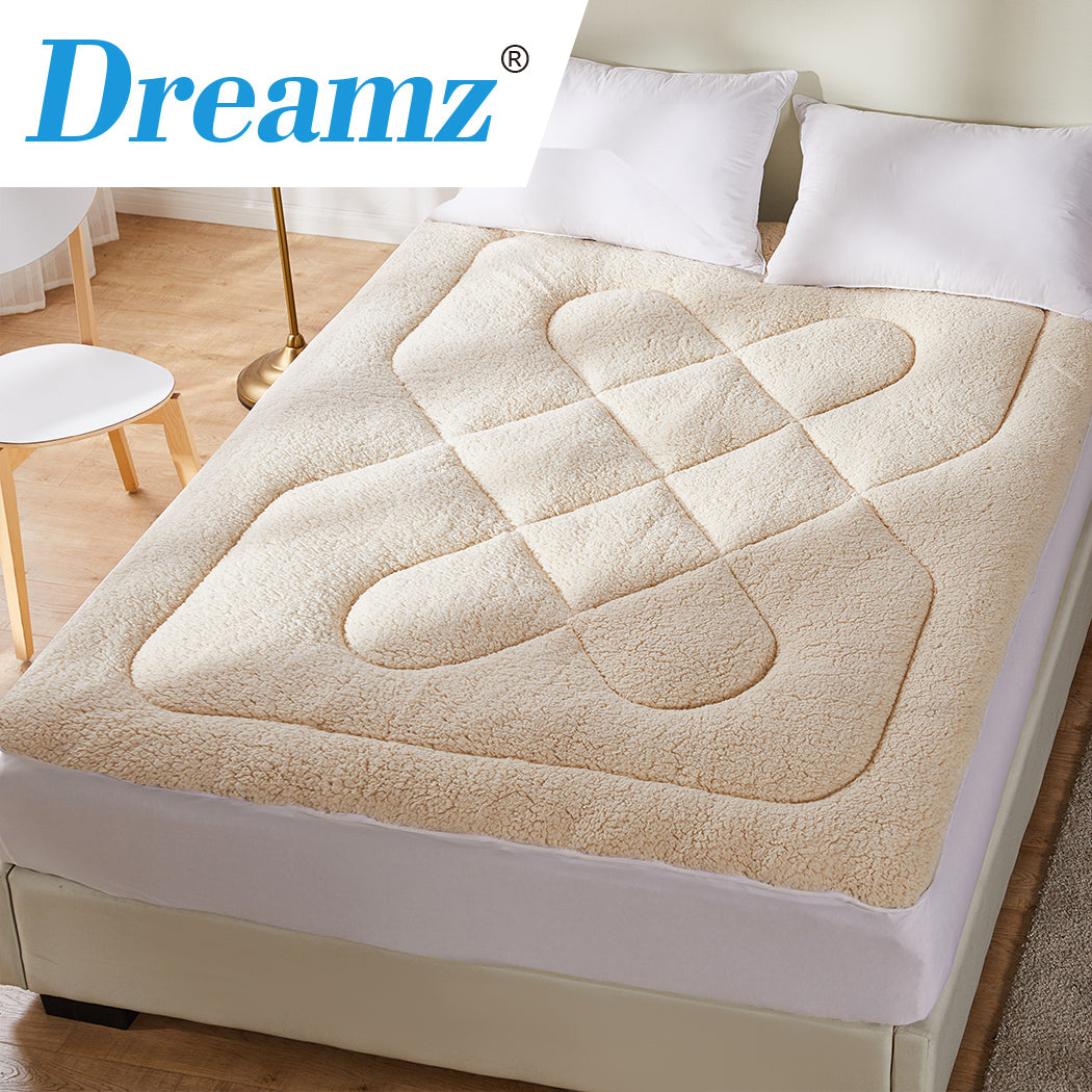 Dreamz Mattress Topper 100% Wool Underlay Reversible Mat Pad Protector Double - image15