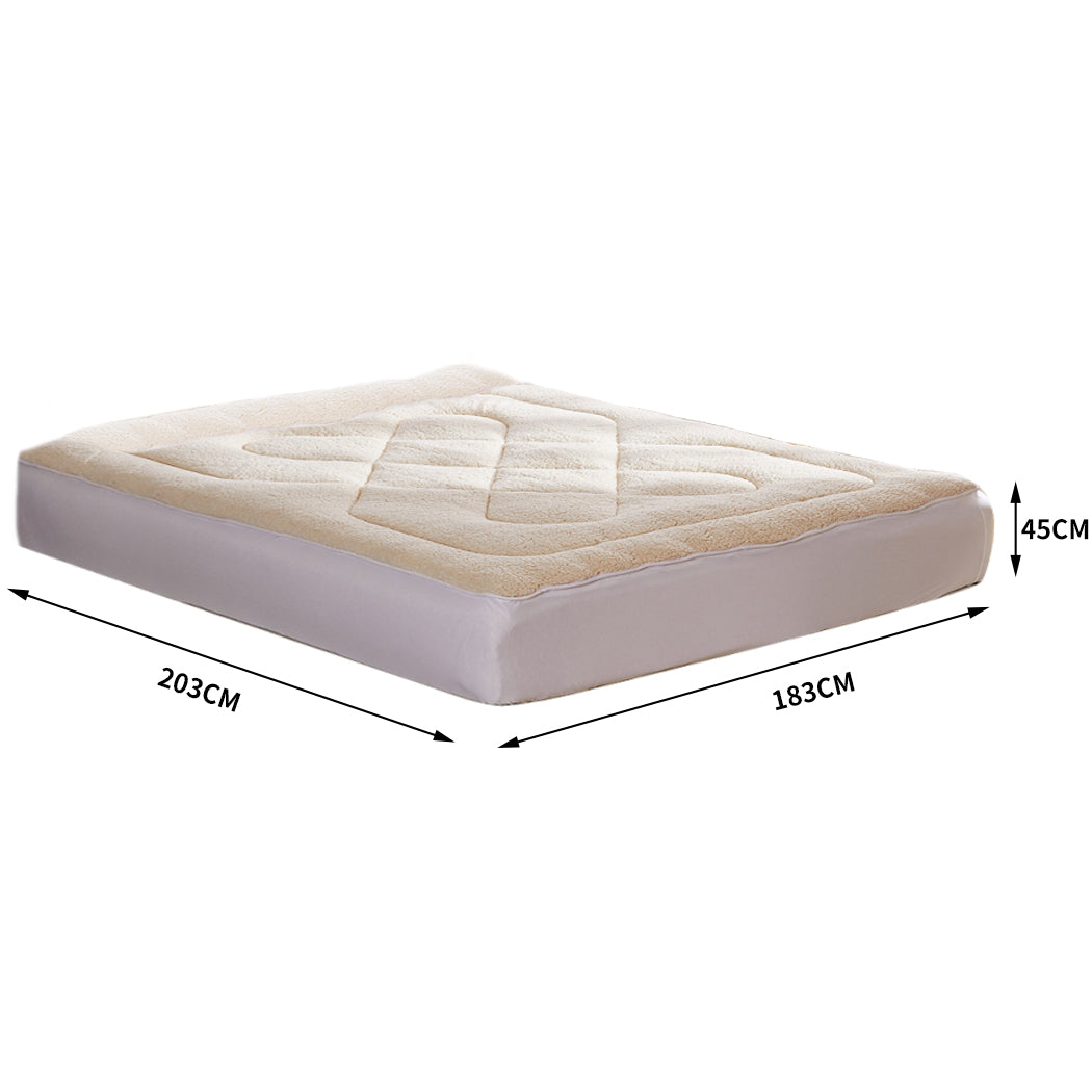 Dreamz Mattress Topper 100% Wool Underlay Reversible Mat Pad Protector King - image11