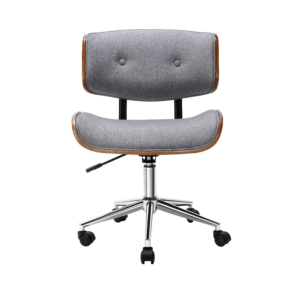 Executive Wooden Office Chair Fabric Computer Chairs Bentwood Seat Grey - image3