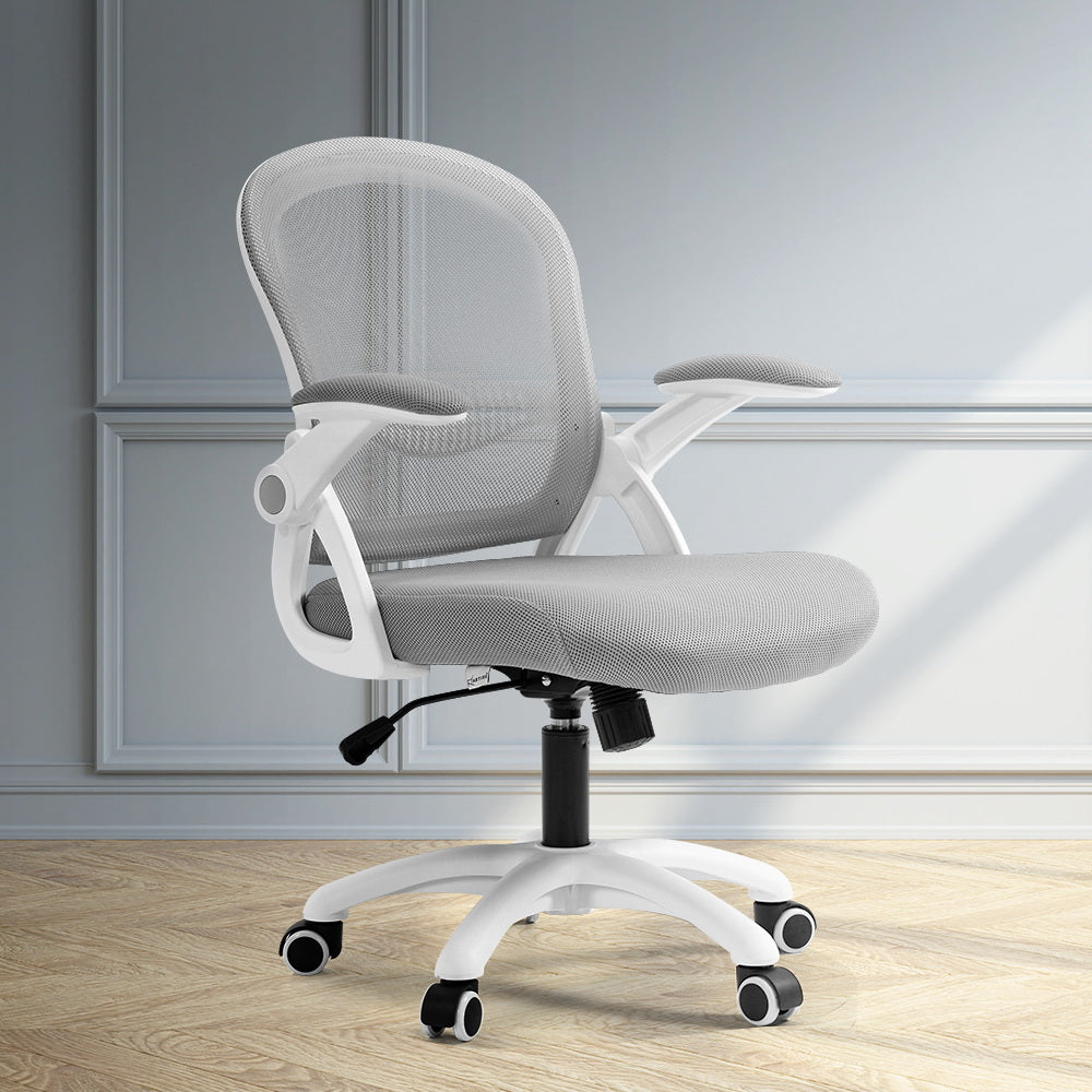Office Chair Mesh Computer Desk Chairs Mid Back Work Home Study Grey - image8