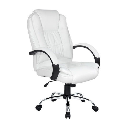 Office Chair Gaming Computer Chairs Executive PU Leather Seating White - image1