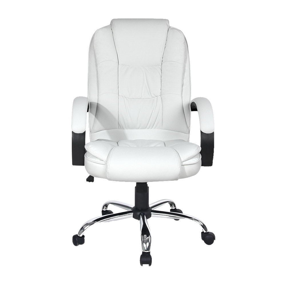 Office Chair Gaming Computer Chairs Executive PU Leather Seating White - image3