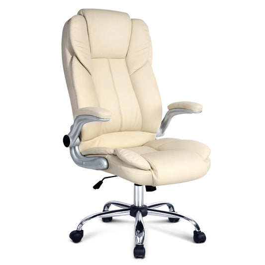 PU Leather Executive Office Desk Chair - Beige - image1