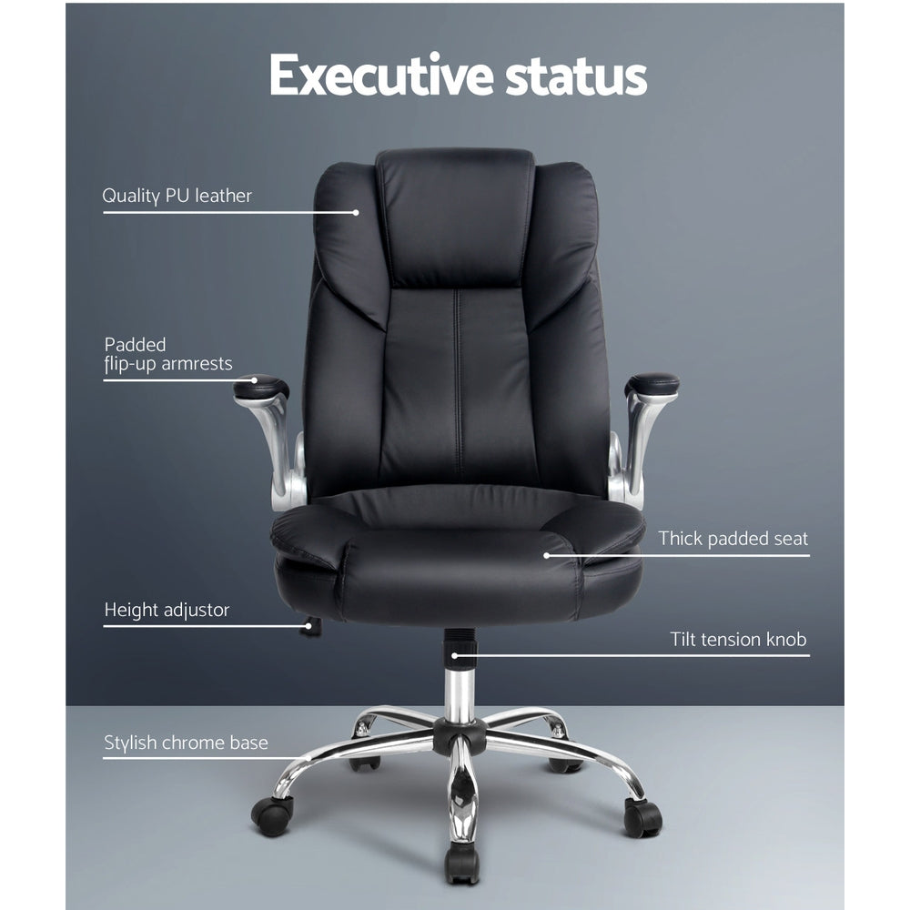 PU Leather Executive Office Desk Chair - Black - image4